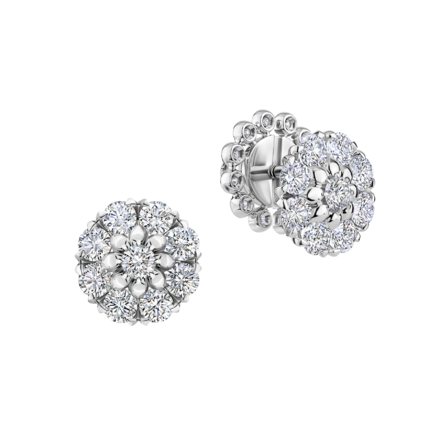 Пусеты с бриллиантами, белое золото 1