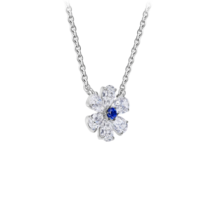 Колье с сапфиром и бриллиантами, белое золото 2