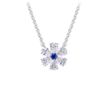 Колье с сапфиром и бриллиантами, белое золото 1
