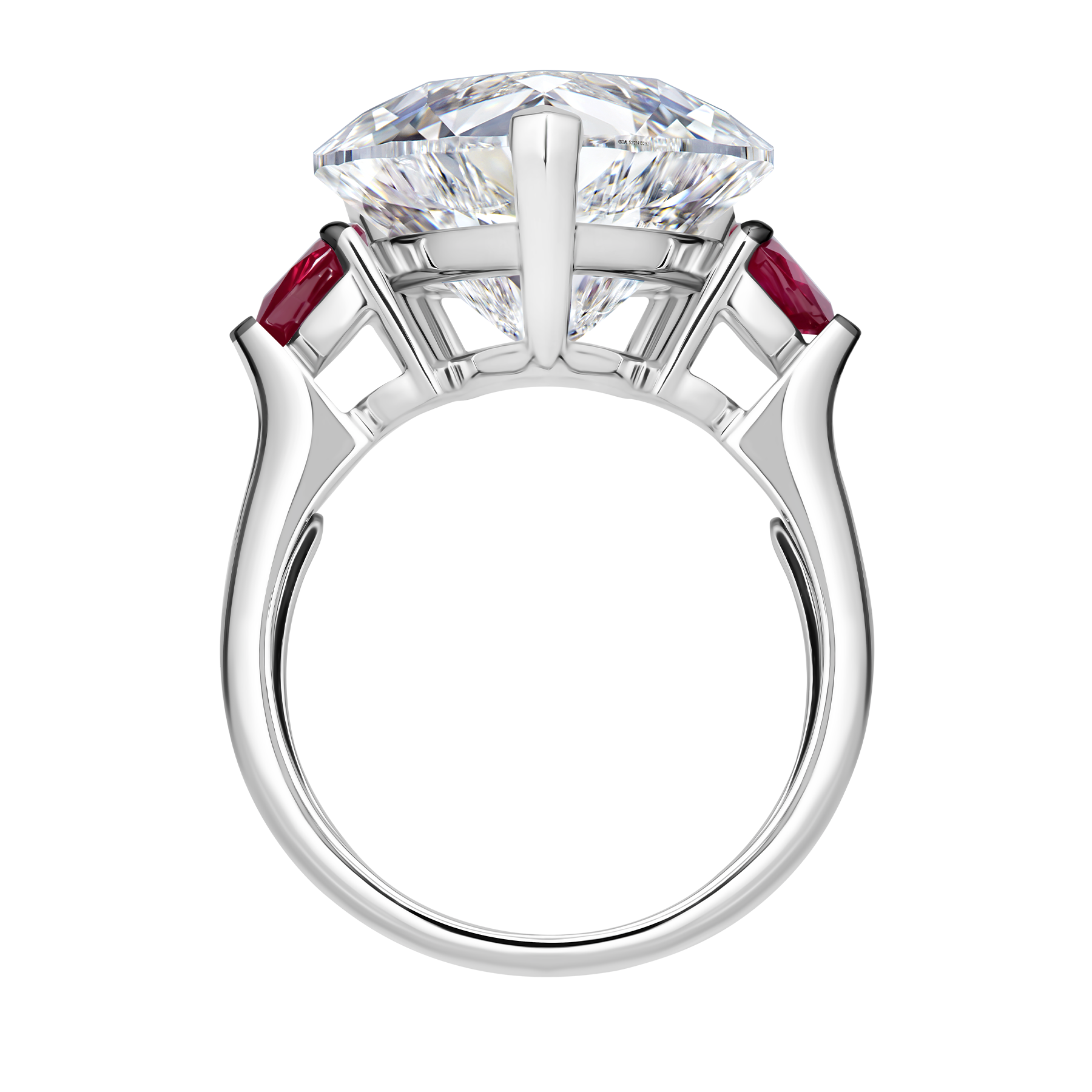 Кольцо с бриллиантом и рубинами, белое золото