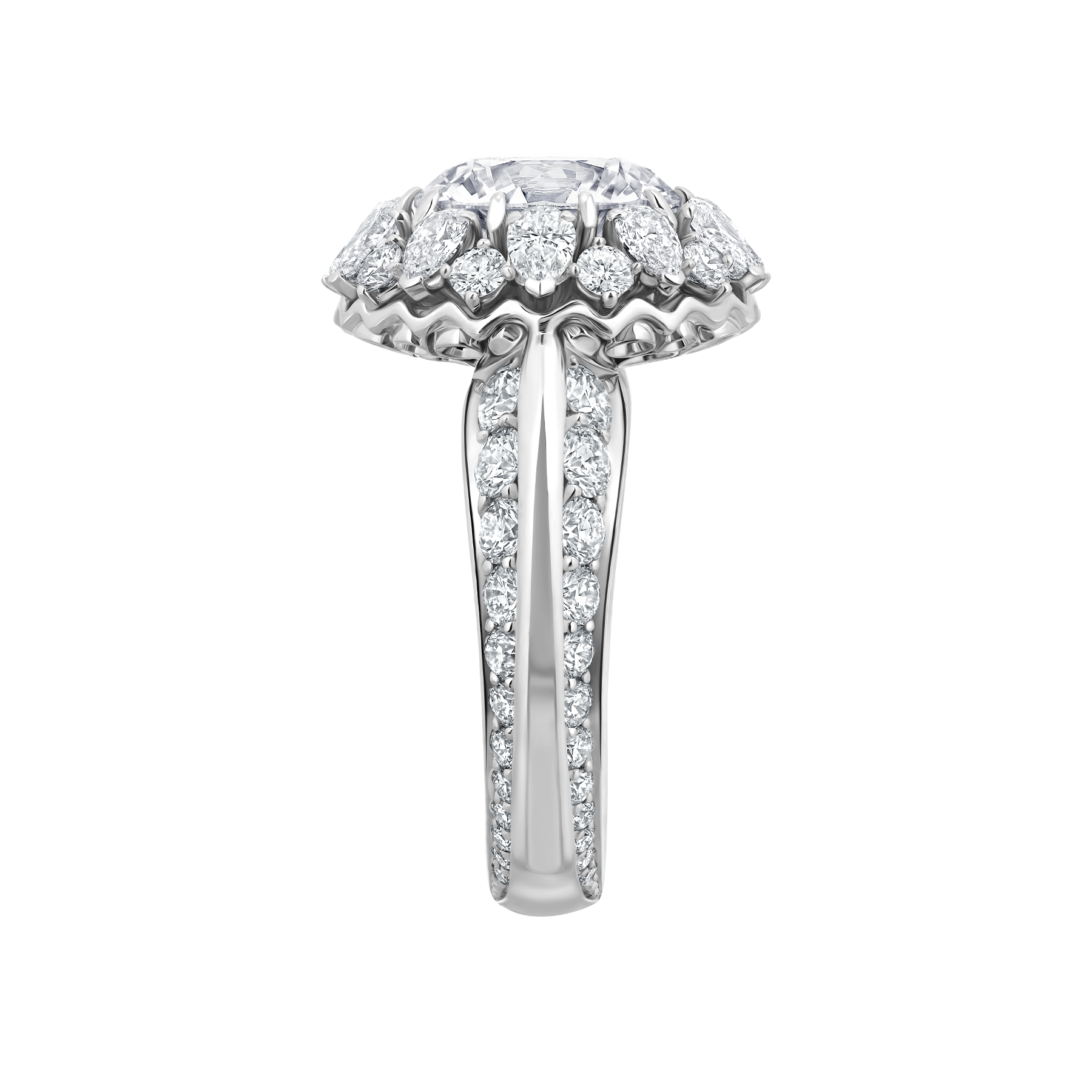 Кольцо с бриллиантами, белое золото