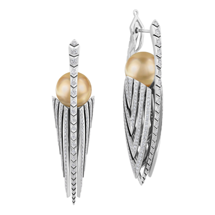 Серьги с жемчугом и бриллиантами, белое золото 1