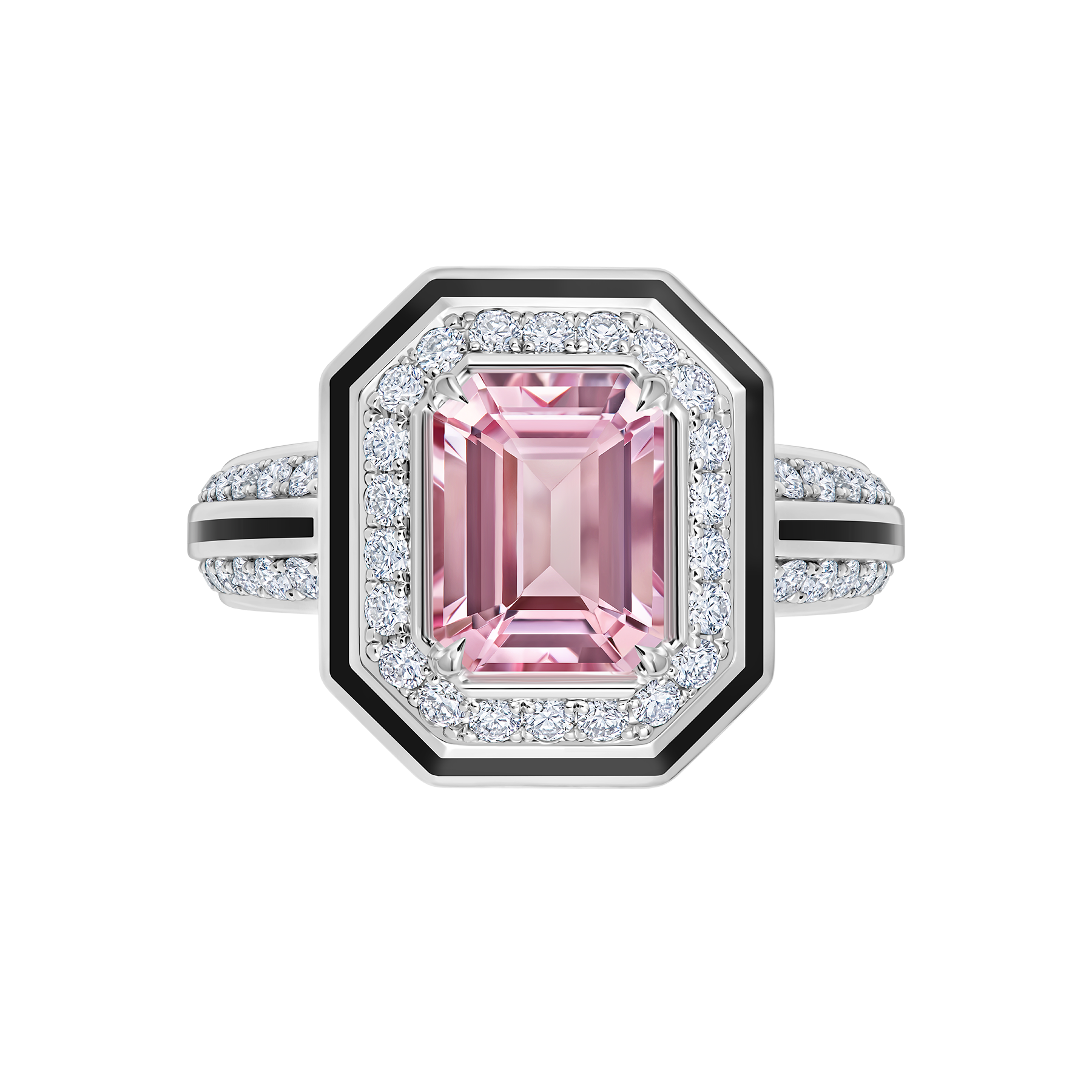 Кольцо с морганитом и бриллиантами, белое золото