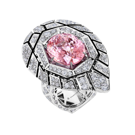 Кольцо с морганитом и бриллиантами, белое золото 1