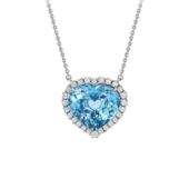 Колье с аквамарином и бриллиантами, белое золото