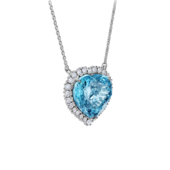 Колье с аквамарином и бриллиантами, белое золото