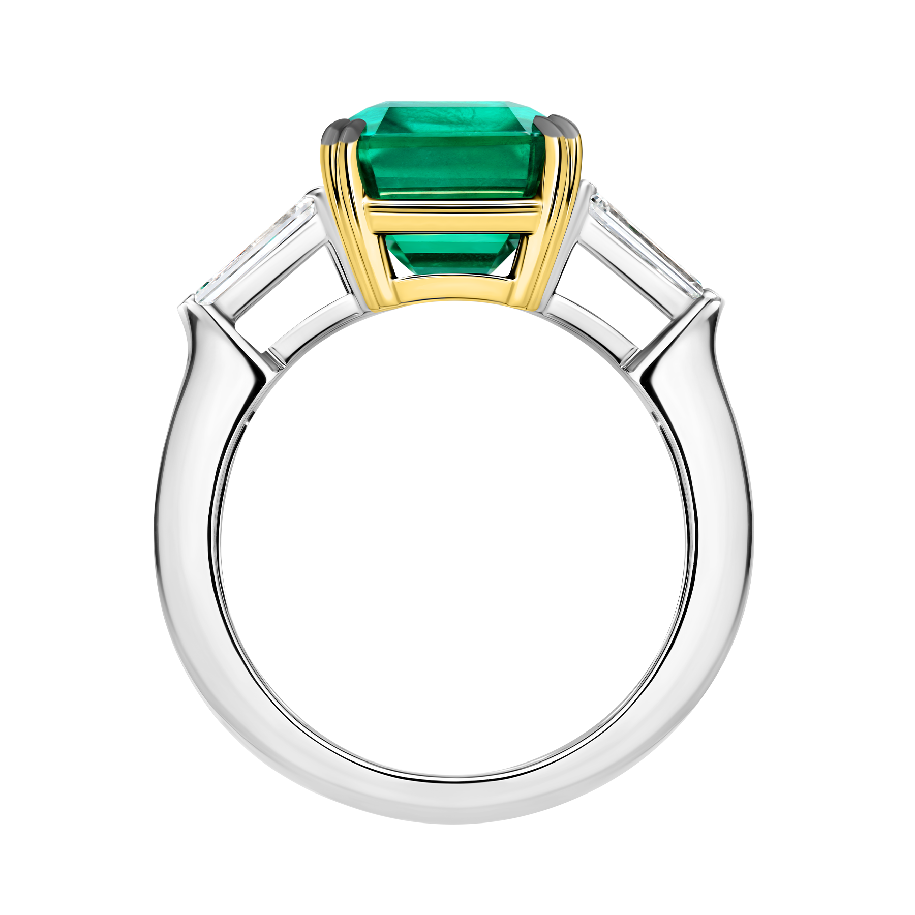 Кольцо с изумрудом и бриллиантами, белое золото