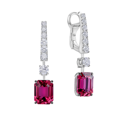 Серьги с турмалинами рубеллитами и бриллиантами, белое золото 1