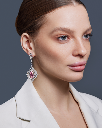 Серьги с морганитами и бриллиантами, белое золото 2