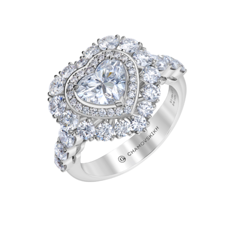 Кольцо с бриллиантами, белое золото 1