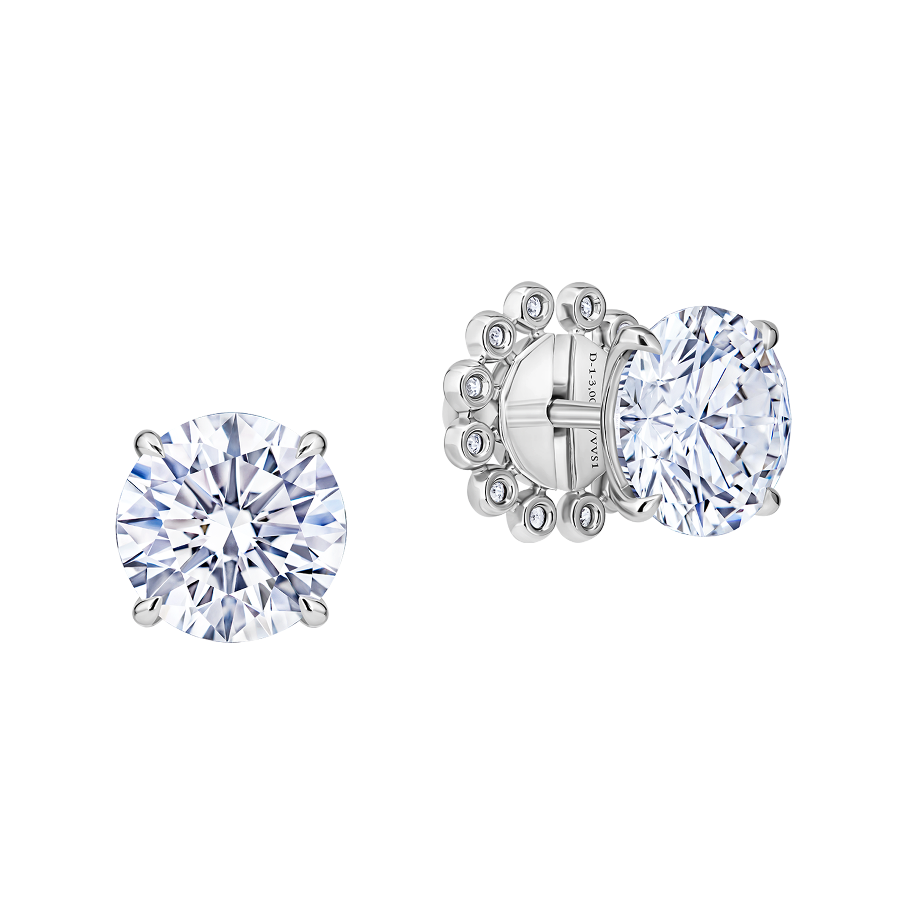 Пусеты с бриллиантами, белое золото