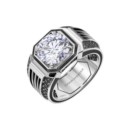 Кольцо с бриллиантом, белое золото, н. керамика 1