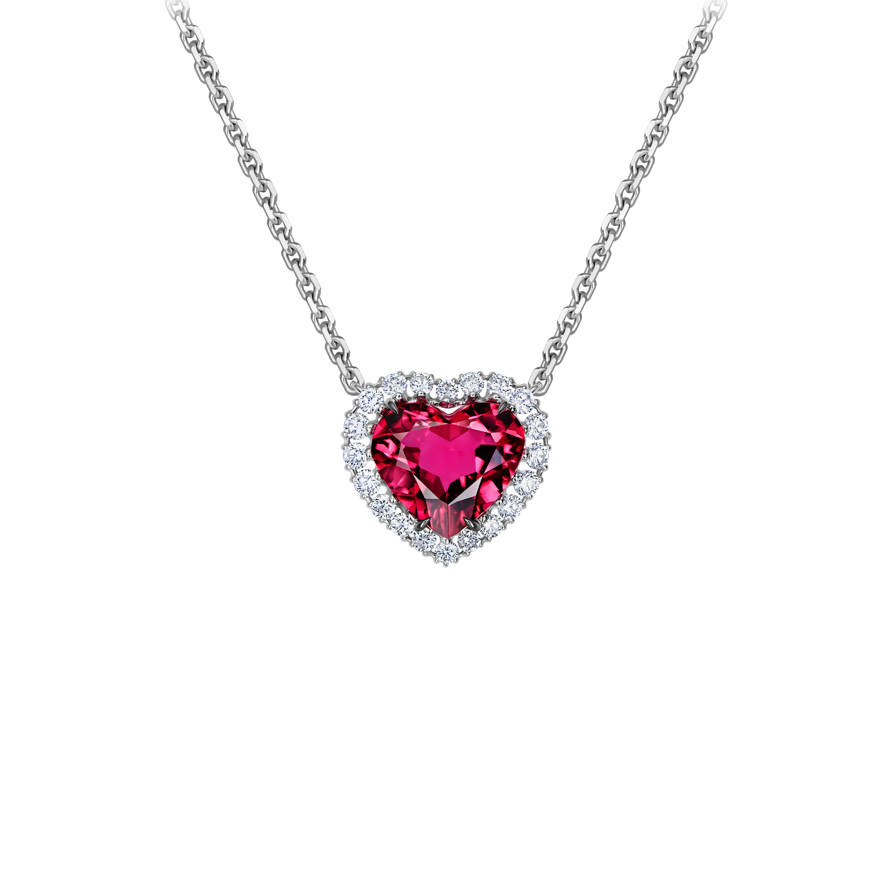 Колье с турмалином рубеллитом и бриллиантами, белое золото
