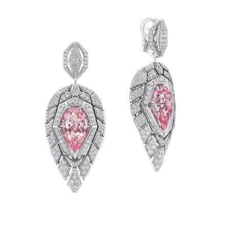 Серьги с морганитами и бриллиантами, белое золото 1