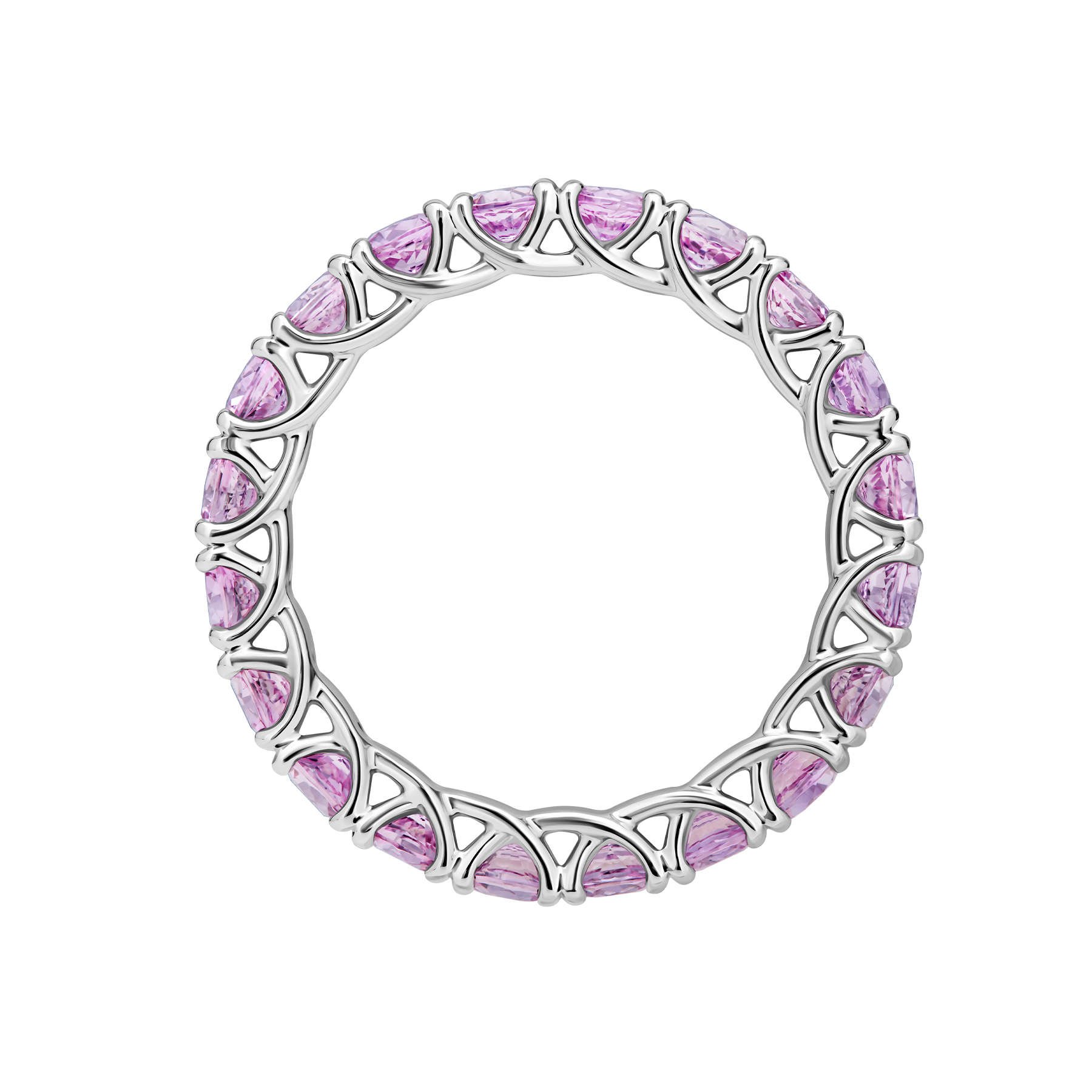 Кольцо с розовыми сапфирами, белое золото