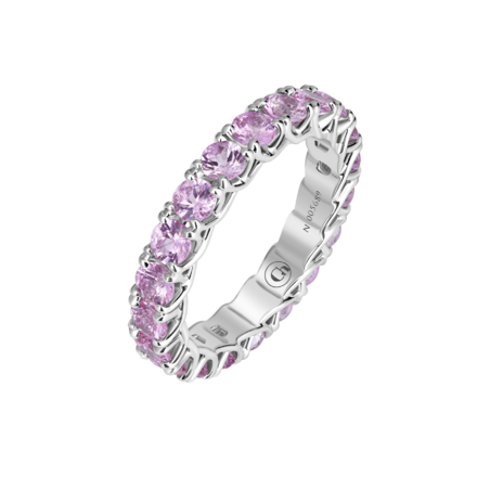 Кольцо с розовыми сапфирами, белое золото 1