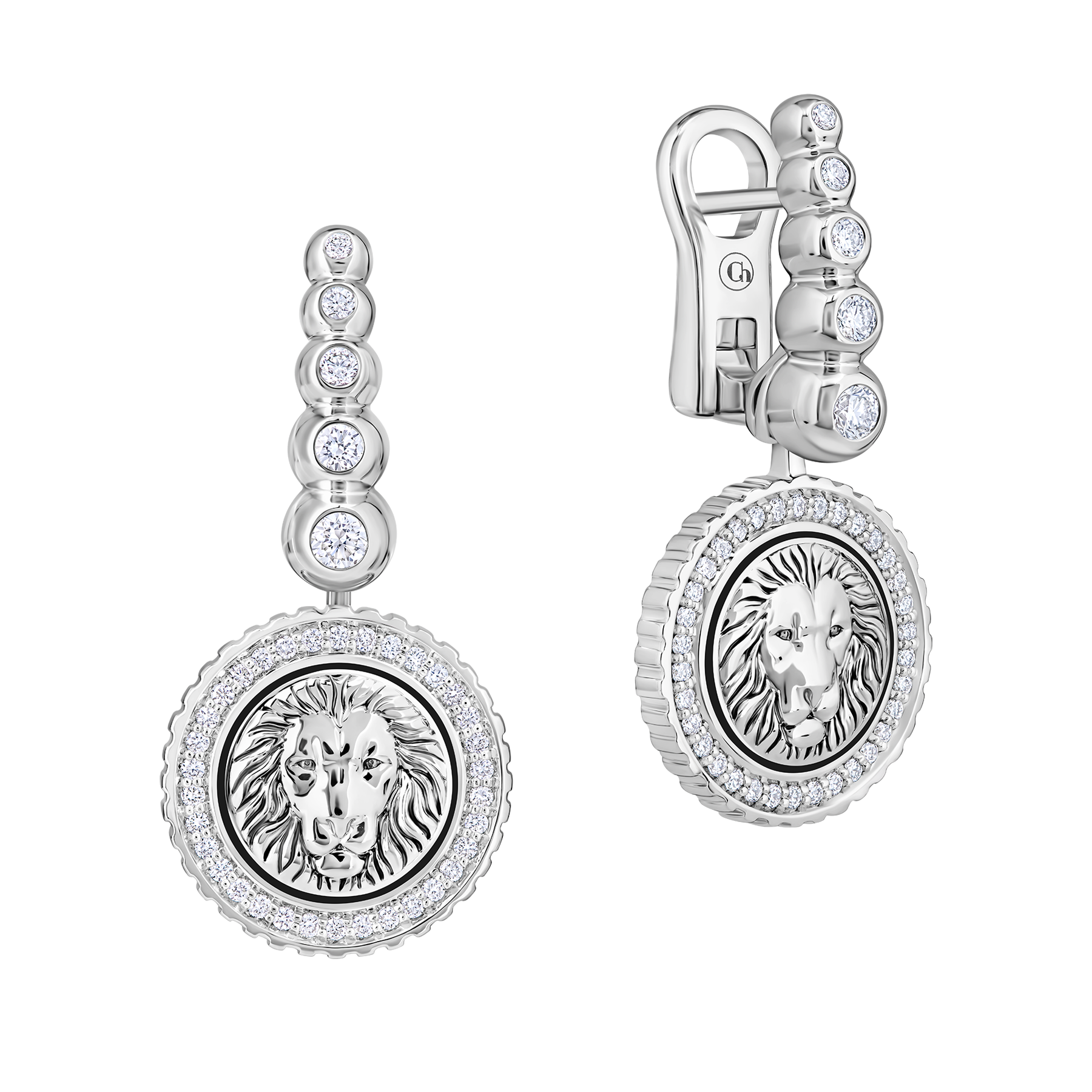 Серьги с бриллиантами, белое золото, нанокерамика