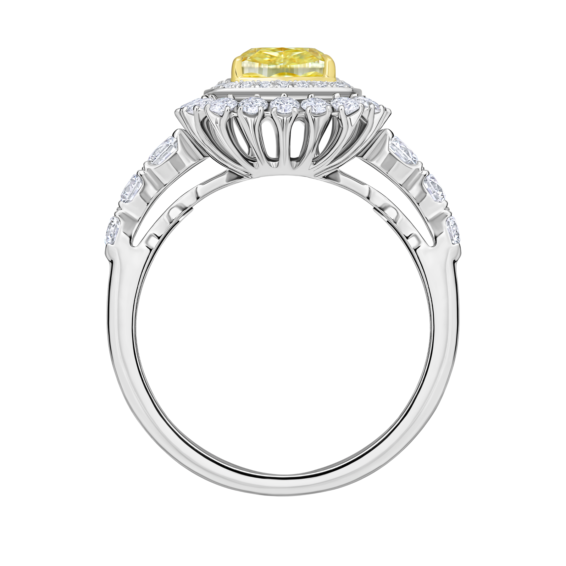 Кольцо с бриллиантами, белое золото