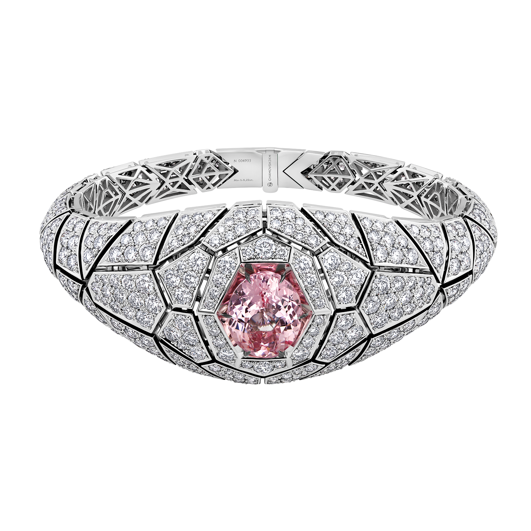 Браслет с морганитом и бриллиантами, белое золото