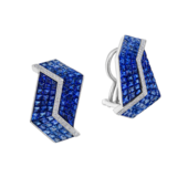 Серьги с сапфирами и бриллиантами, белое золото