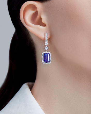 Серьги с танзанитами и бриллиантами, белое золото 2