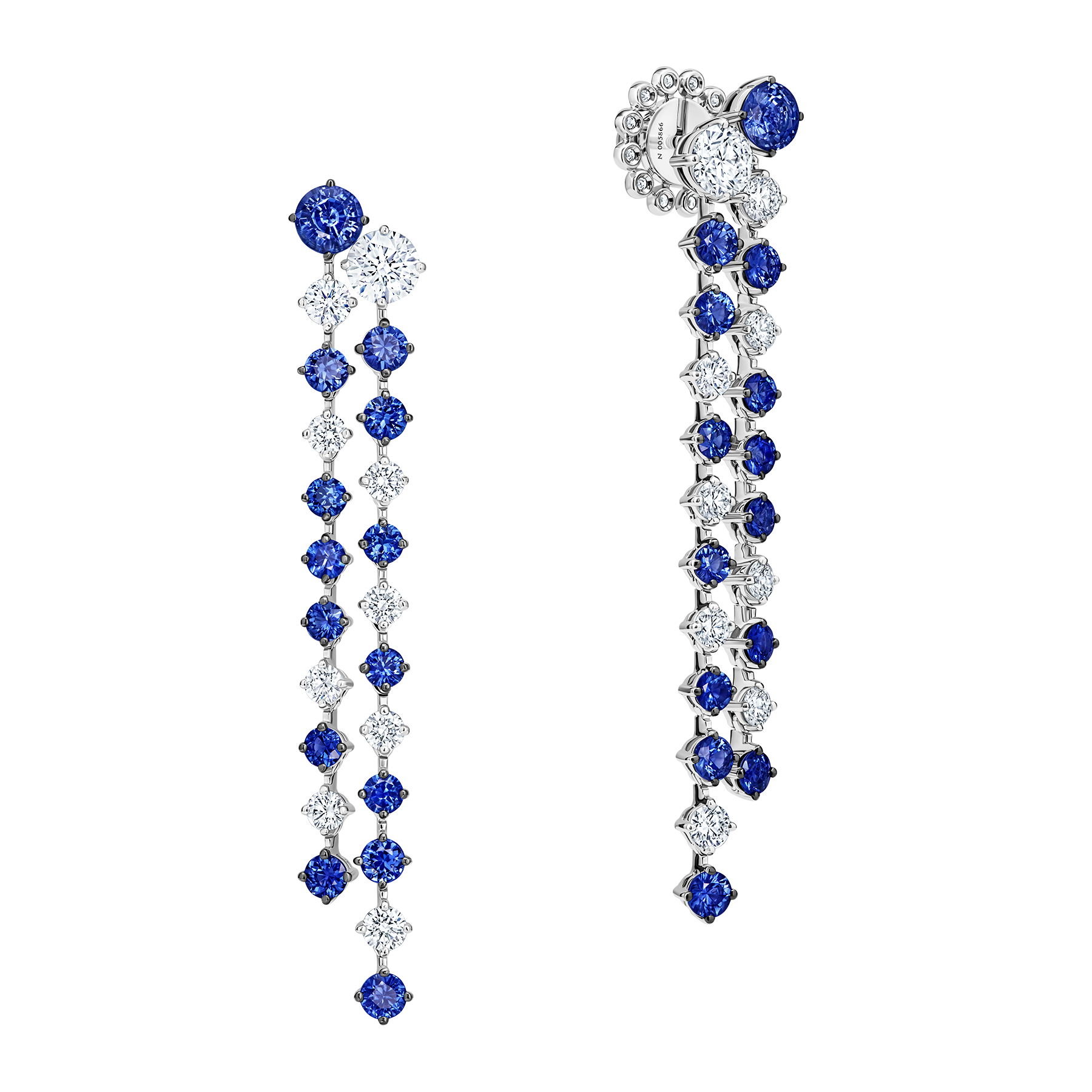 Пусеты с сапфирами и бриллиантами, белое золото