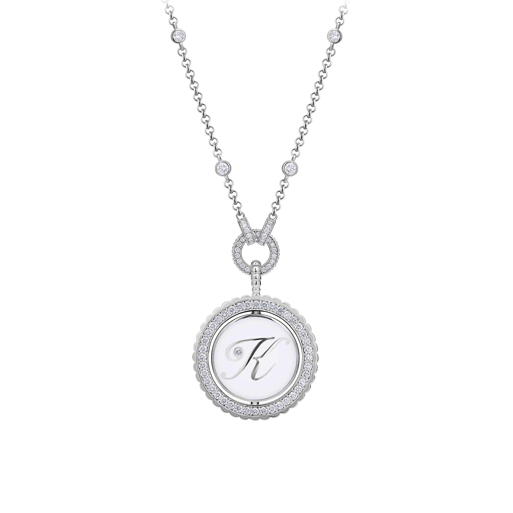 Колье с бриллиантами, белое золото, н.керамика