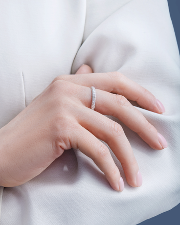 Обручальное кольцо с бриллиантами, белое золото 2