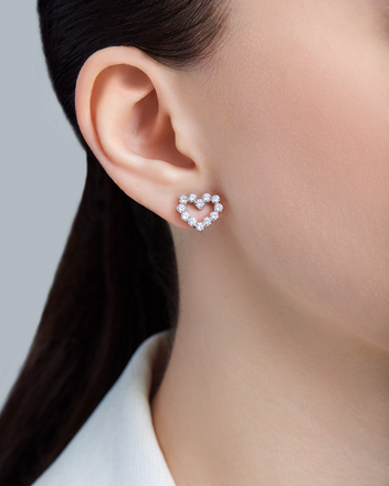 Пусеты с бриллиантами, белое золото 2