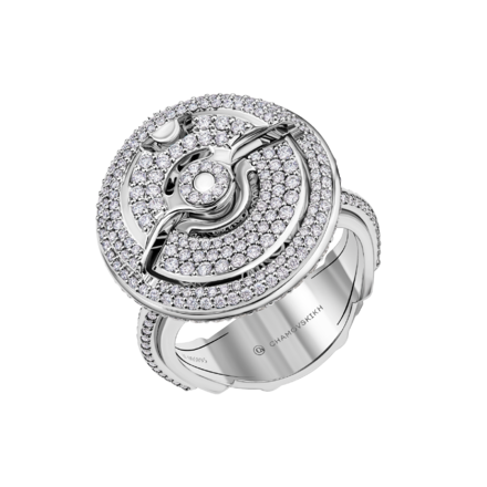 Кольцо с бриллиантами, белое золото 1