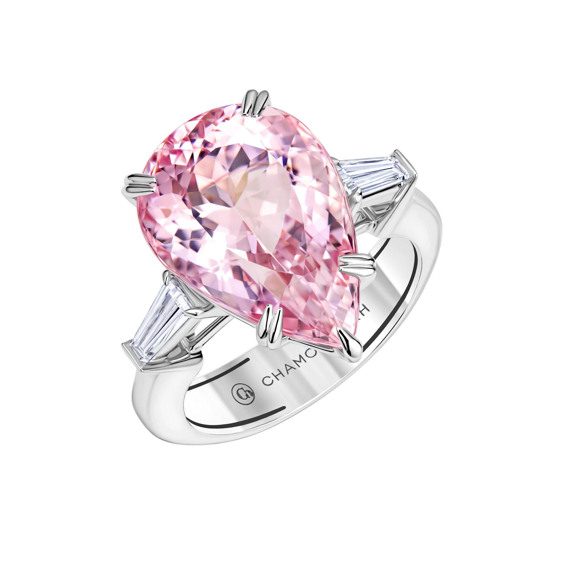 Кольцо с морганитом и бриллиантами, белое золото