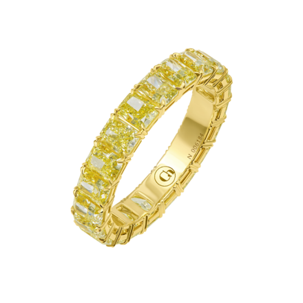 Обручальное кольцо с желтыми бриллиантами, желтое золото 1