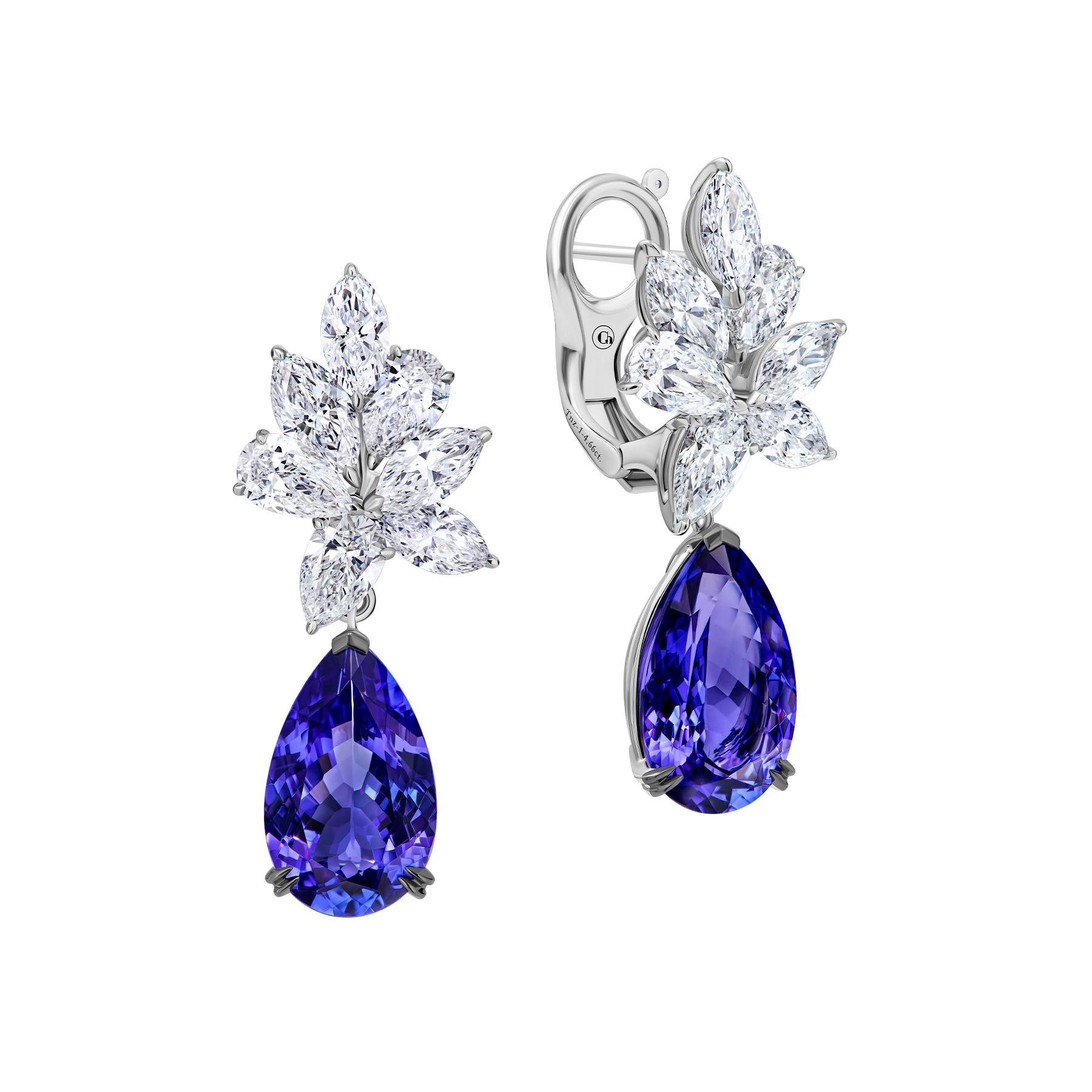 Серьги с танзанитами и бриллиантами, белое золото