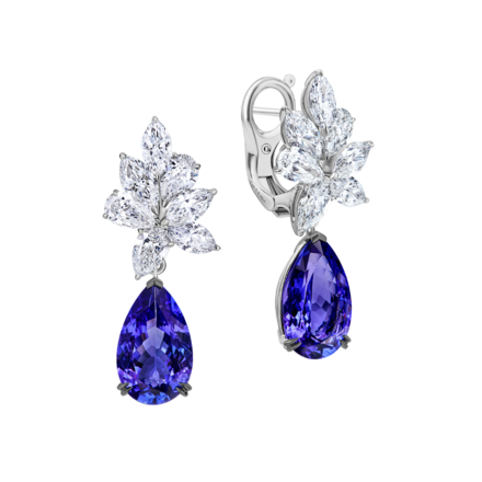 Серьги с танзанитами и бриллиантами, белое золото 1