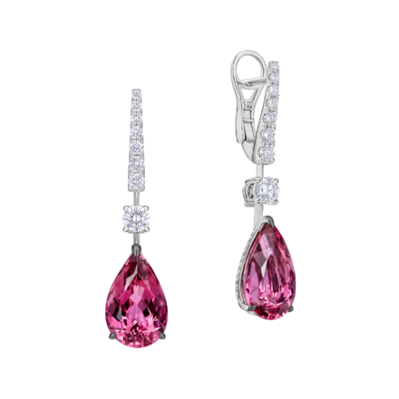 Серьги с турмалинами рубеллитами и бриллиантами, белое золото 1