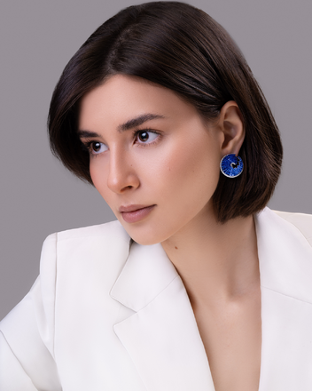 Серьги с сапфирами и бриллиантами, белое золото 2