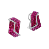 Серьги с рубинами и бриллиантами, белое золото