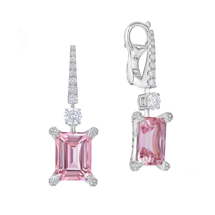 Серьги с морганитами и бриллиантами, белое золото 1