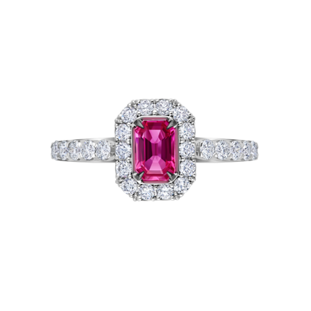 Кольцо с рубином и бриллиантами, белое золото 2