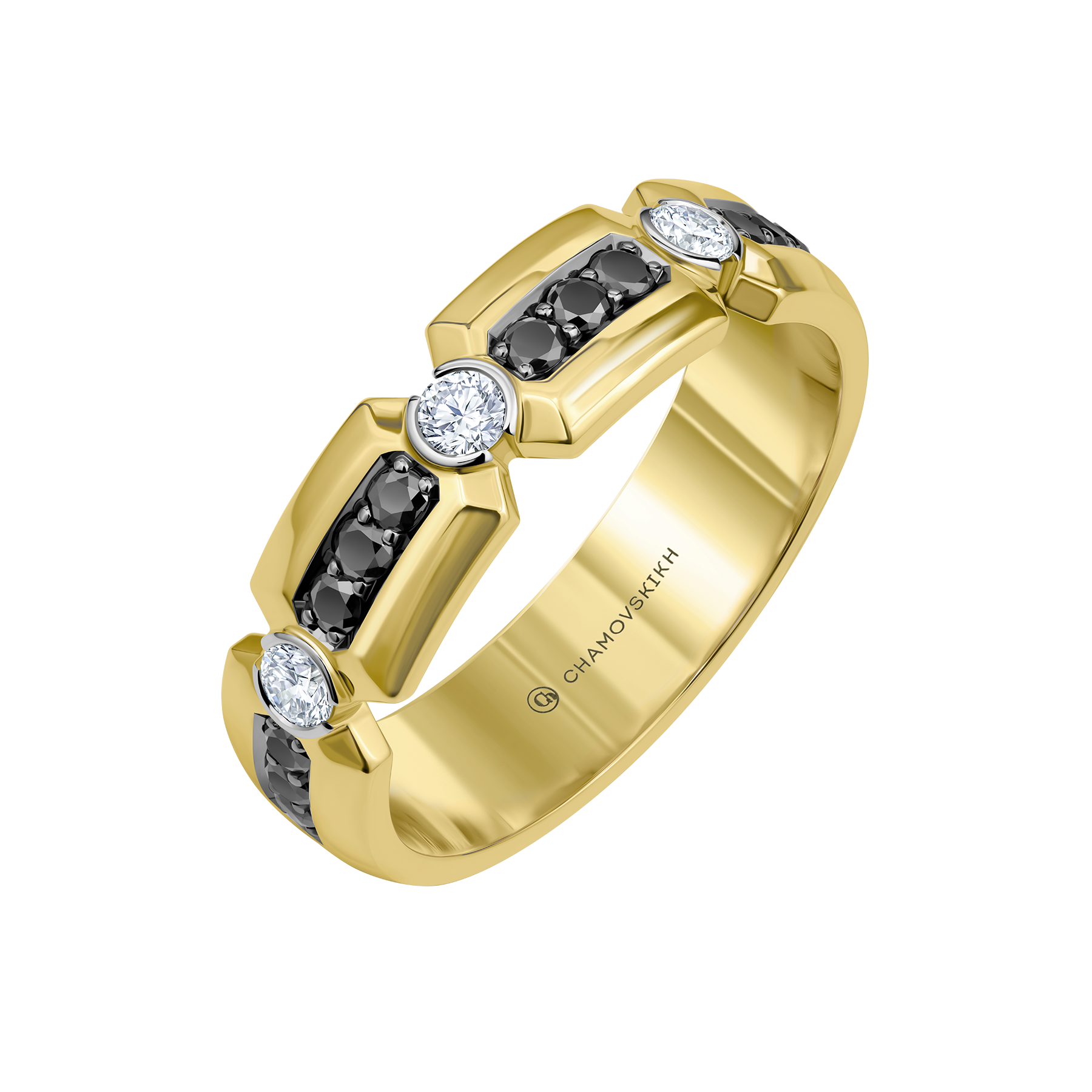 Кольцо с бриллиантами, желтое золото