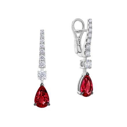 Серьги с рубинами и бриллиантами, белое золото 1