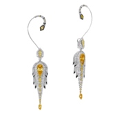 Серьги с желтыми сапфирами и бриллиантами, белое золото, н. керамика