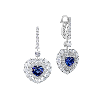 Серьги с сапфирами и бриллиантами, белое золото 1
