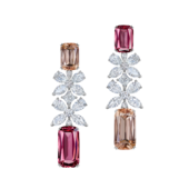 Серьги с турмалинами и бриллиантами, белое золото