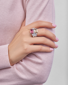 Кольцо с турмалинами и бриллиантами, белое золото