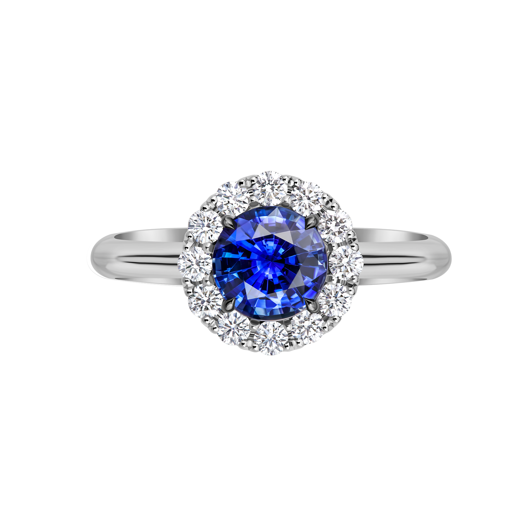 Кольцо с сапфиром и бриллиантами, белое золото