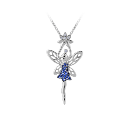 Подвес с сапфирами и бриллиантами, белое золото 1