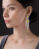 Серьги с желтыми сапфирами и бриллиантами, белое золото, н. керамика