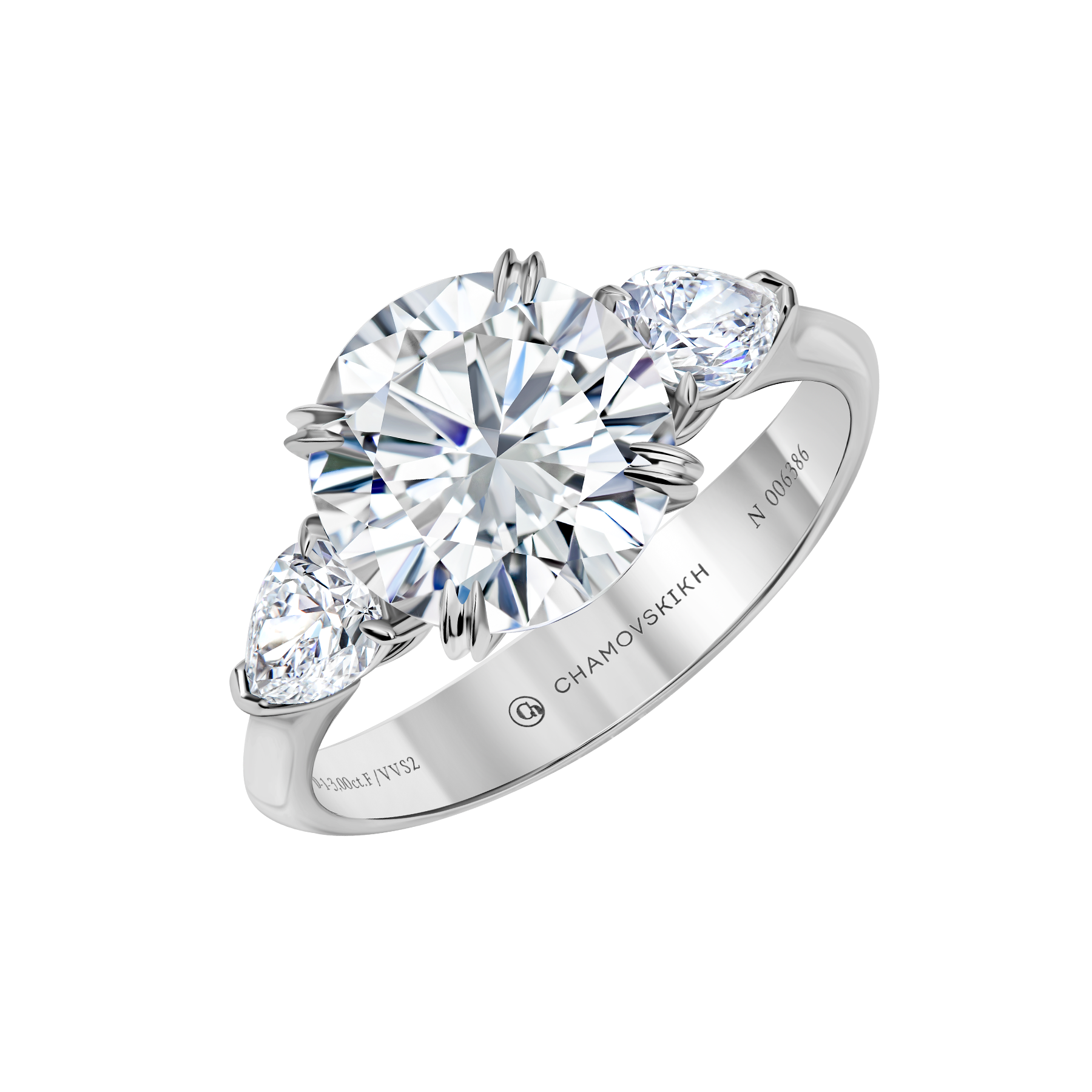 Кольцо с бриллиантами, белое золото