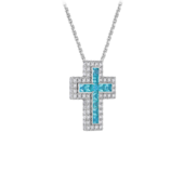 Колье с турмалином параиба и бриллиантами, белое золото